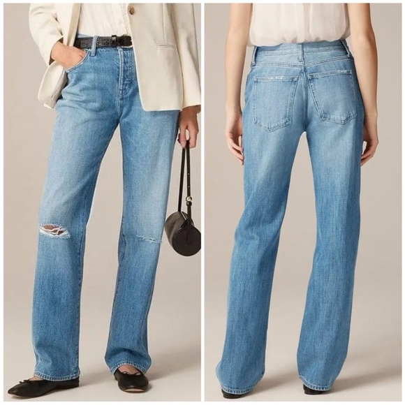 J. Crew Denim - J.CREW Women’s Size 32‎ ‘84 Kyoto Wash Slouchy Distressed Straight Leg Jeans